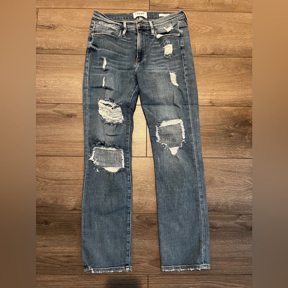 FRAME DENIM - Le High Straight Destroyed - size 27
